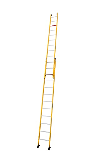Escalera de fibra extensible manual de dos tramos (2 tramos x 12 peldaños)