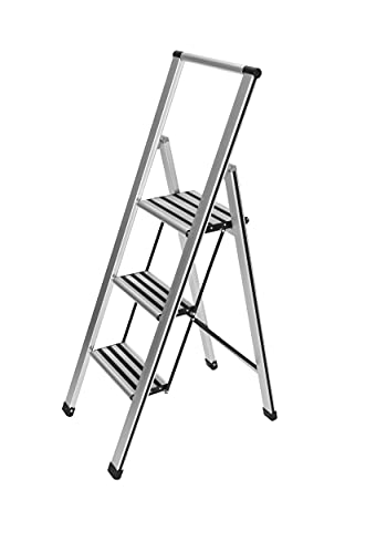 WENKO Escalera plegable en diseño de aluminio 2 peldaños - 3 marches,...