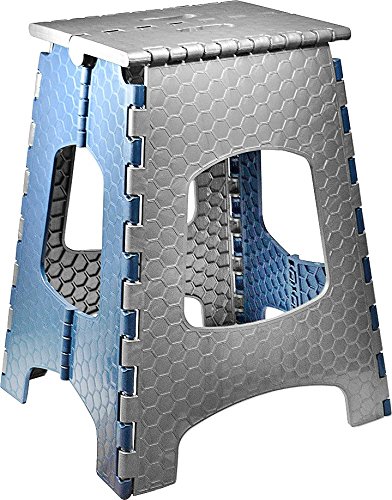 STARK Taburete Plegable/Escalera Plegable con asa. Altura 44 cm en Gris-Bleu...